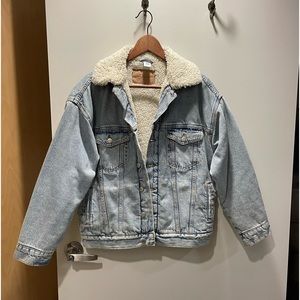 Mens Denim Sherpa Jacket XS 100% cotton lining